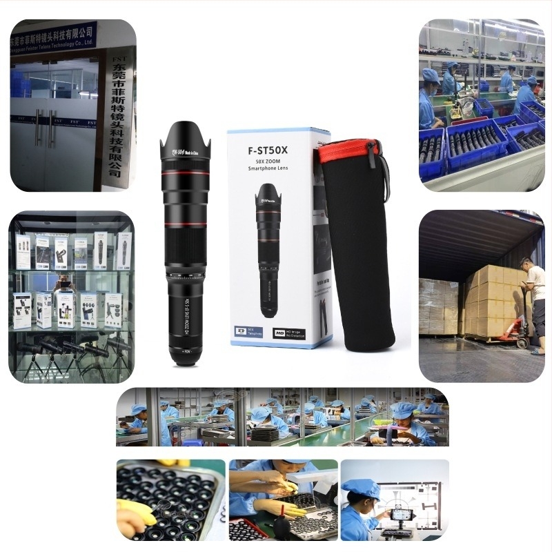 FST-50XZOOM Φακός για κινητό τηλέφωνο — Μονόκυβλιο τηλεσκόπιο με Μεγάλη Διαμέτρημα και Μακρινή Εστίαση, 50X Zoom; Συμβατό με Huawei, Xiaomi, OPPO, VIVO, Apple, Samsung; Λειτουργεί με 99% μοντέλων smartphones; Ιδιωτική ετικέτα με άδεια.