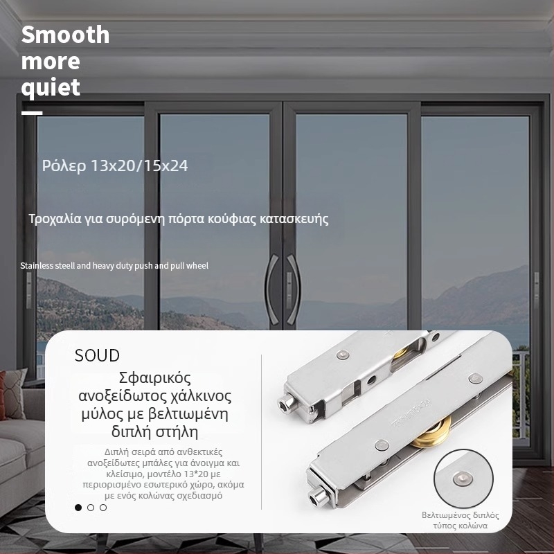 Κάτω τροχός για μπαλκονική συρόμενη πόρτα, από ανοξείδωτο χάλυβα, μοντέλο YTMDHG, μάρκα Shouli, κατάλληλο για πόρτες συρόμενες και ντουλάπες