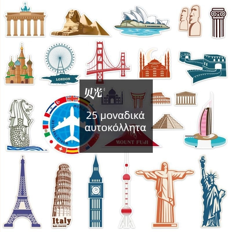Εξατομικευμένα ρετρό αυτοκόλλητα πόλης για αποσκευές, σημειωματάριο, πατίνι και κιθάρα – αδιάβροχα διακοσμητικά πάνελ. Προδιαγραφές: Μάρκα Unique; Μοντέλο Other; Υλικό Other; Τύπος φιλμ Other.