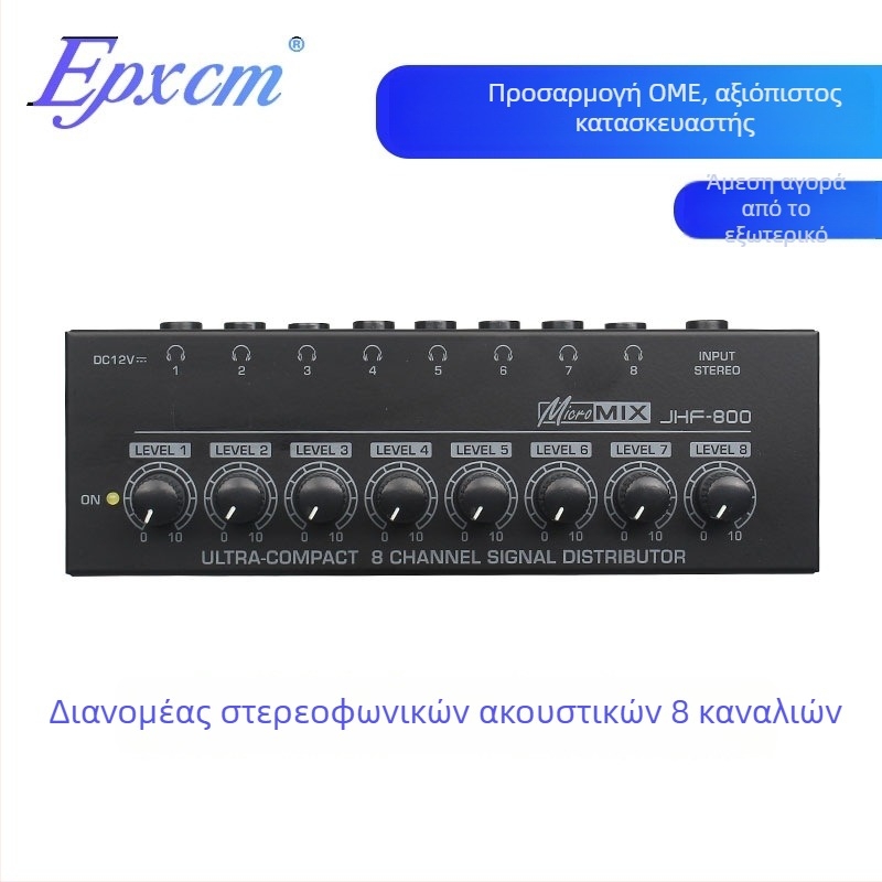 Διανομέας σημάτων ακουστικών με 8 κανάλια, είσοδος 1, έξοδοι 8, στερεοφωνικός ενισχυτής ακουστικών για στούντιο ηχογράφησης και μίξης