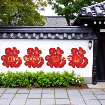 Εξωτερική διακόσμηση τοίχου αυλής για φράχτη, 2026 Έτος του Αλόγου, βελούδινο ύφασμα, κινεζικό στυλ, διακόσμηση για το Φεστιβάλ της Άνοιξης