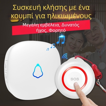 Kerui Graffiti WiFi Κουμπί Κλήσης για Ηλικιωμένους με SOS Έκτακτη Κλήση, Κουδούνι Πόρτας με Λουράκι, Μακρινή Ειδοποίηση Κινητού