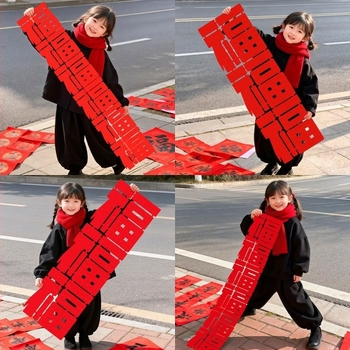 Σετ φωτοδιακοσμήσεων για το Εαρινό Φεστιβάλ με το Έτος του Αλόγου — χειροποίητες διακοσμήσεις από φελτ, ζευγάρια επιγραφών κινεζικού στυλ (Προϊόν 008)