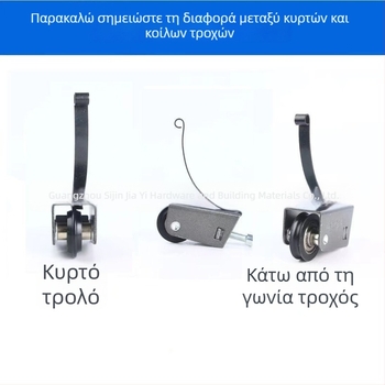 Σύστημα ολίσθησης γυάλινης πόρτας με διπλό αυλάκι τροχών, διπλοί τροχοί δίπλα-δίπλα, μέγιστο φορτίο 80 kg, πάχος τοιχώματος 12 mm, για πόρτες και παράθυρα, OEM λογότυπο