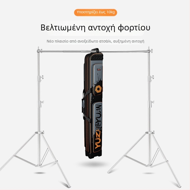 Σταντ φόντου φωτογραφίας από ανοξείδωτο ατσάλι, φόρτος 8 kg, 3-τμηματική τηλεσκοπική ράγα, διαμέτρους σωλήνων 35/30/25 mm, βάρος 7 kg