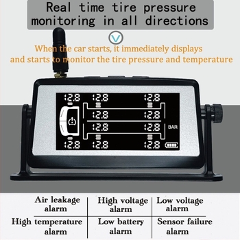Σύστημα Παρακολούθησης Πίεσης Ελαστικών για Ημιρυμουλκούμενο με 10 Τρόχους, Με Ηλιακό Εξωτερικό Αισθητήρα, Ψηφιακή Οθόνη, Εύρος 0-15 bar, Μοντέλο HB14Q-1510Z