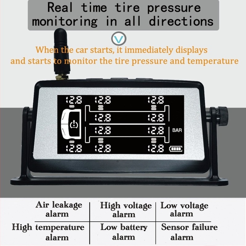 Σύστημα Παρακολούθησης Πίεσης Ελαστικών για Ημιρυμουλκούμενο με 10 Τρόχους, Με Ηλιακό Εξωτερικό Αισθητήρα, Ψηφιακή Οθόνη, Εύρος 0-15 bar, Μοντέλο HB14Q-1510Z