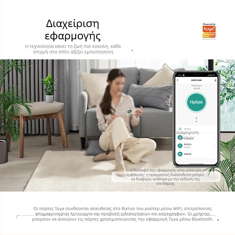 Κλειδαριά βιομετρική με αποτύπωμα DS15-16 για εσωτερική ξύλινη πόρτα, αποθήκευση 100 αποτυπωμάτων, σάρωση <0,5 s, FAR 0,00001, λειτουργική θερμοκρασία -10 έως 60°C