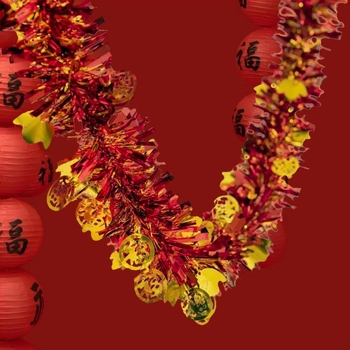 Κρεμαστό διακοσμητικό – γιρλάντα φούντες από ιριδίζον χαρτί, Αρ. προϊόντος F98HSSS8M78MSJ, για το Φεστιβάλ Qixi