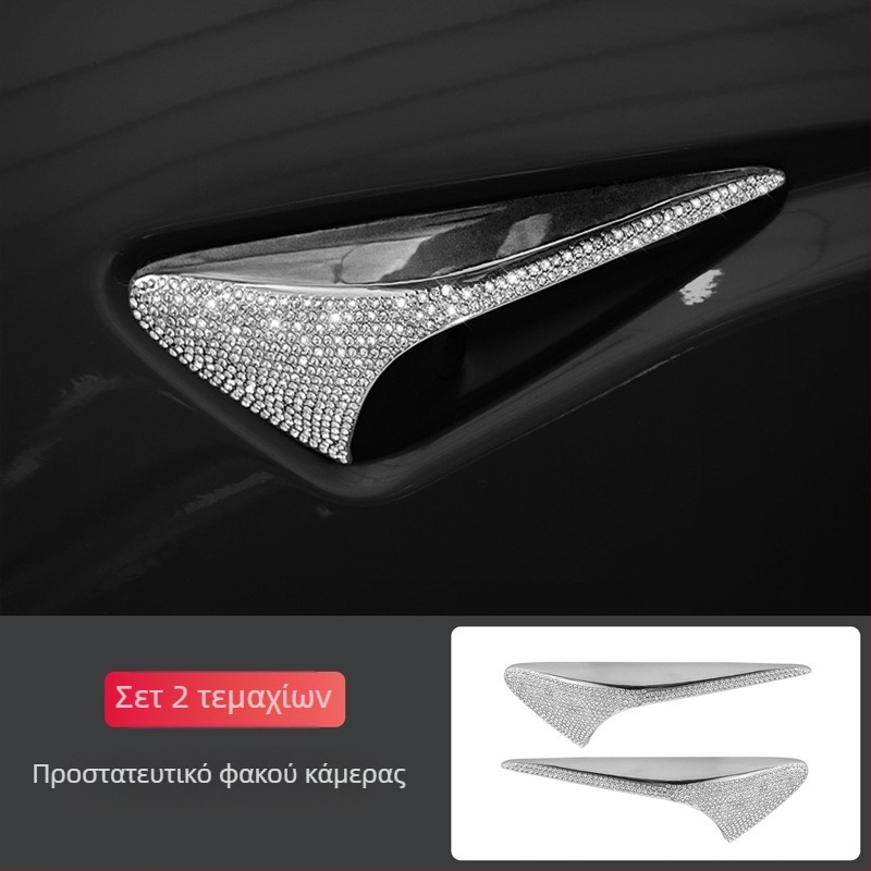 Εσωτερικά διακοσμητικά αυτοκόλλητα για Tesla Model 3 και Model Y — μάρκα Yarisland, υλικό: αυτοκόλλητα, διακόσμηση λογότυπου με διαμάντι