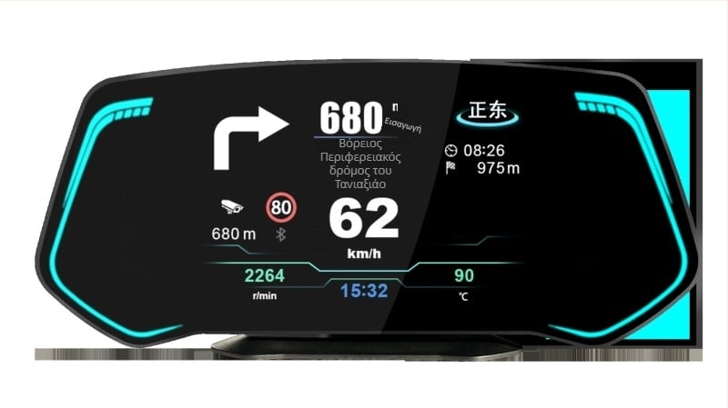 OBD LCD πάνελ οργάνων, μοντέλο TCA02, τροφοδοσία μέσω OBD διεπαφής, είσοδος σήματος OBD, βάρος 327 g