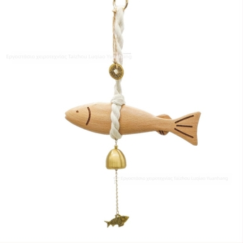 Ξύλινος κρεμαστός τοίχου σε σχήμα ψαριού, χειροποίητος, κορεακό στυλ, κατάλληλο ως δώρο