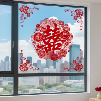 Maiwei στατικό αυτοκόλλητο παραθύρου για γαμήλια διακόσμηση – εγκατάσταση χωρίς τρύπες, διακόσμηση παραθύρου για γάμο