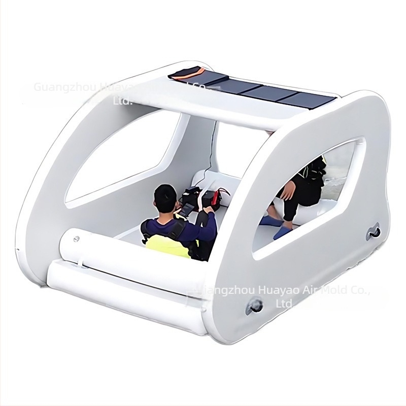 Φουσκωτή πλατφόρμα νερού με εξωτερική σκιά, μπαρ-τραπεζάκι για χαλάρωση και τσουλήθρα – PVC, μοντέλο HY7666, μάρκα VANCEN, CE πιστοποίηση