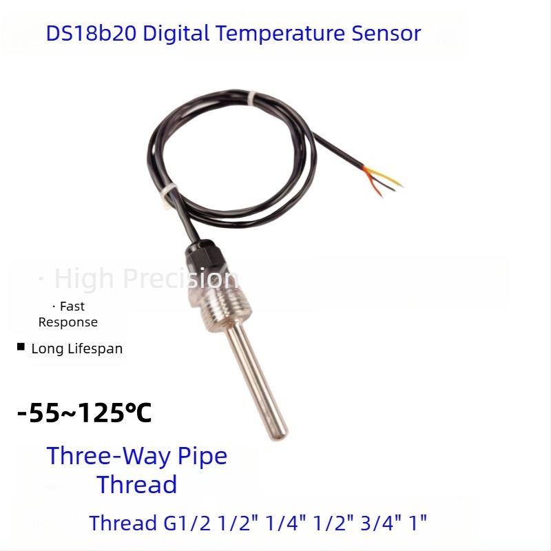 DS18B20 αδιάβροχος ψηφιακός αισθητήρας θερμοκρασίας με G1/2 βίδα και ανοξείδωτη M10 βελόνα, εγκατάσταση 6x50mm