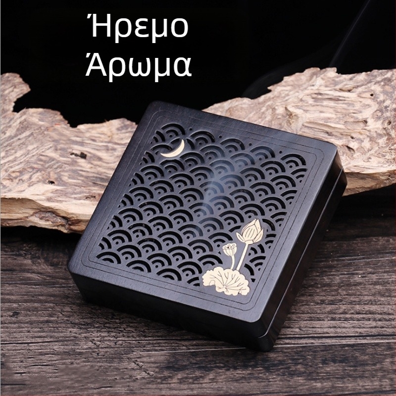 Διαχύτης αρωμάτων αυτοκινήτου από έβενο ξύλο, ζεν στυλ, με διάτρητο σχέδιο για κεντρική κονσόλα