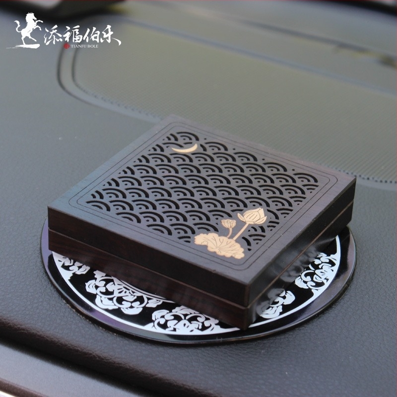 Διαχύτης αρωμάτων αυτοκινήτου από έβενο ξύλο, ζεν στυλ, με διάτρητο σχέδιο για κεντρική κονσόλα