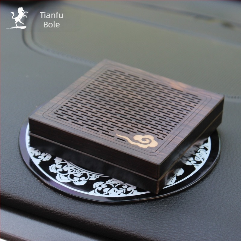 Διαχύτης αρωμάτων αυτοκινήτου από έβενο ξύλο, ζεν στυλ, με διάτρητο σχέδιο για κεντρική κονσόλα