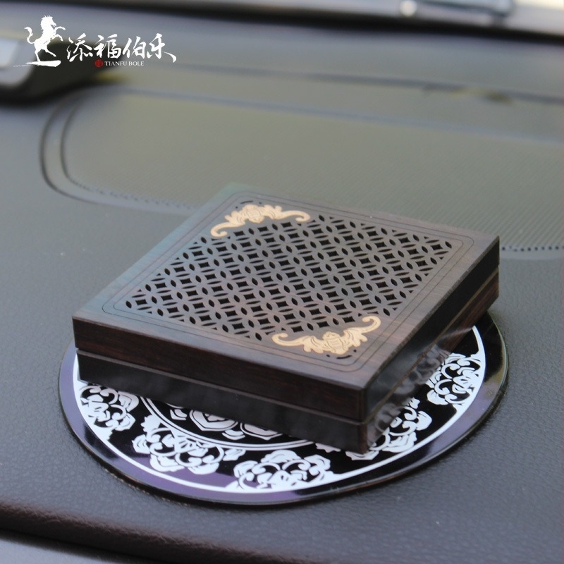 Διαχύτης αρωμάτων αυτοκινήτου από έβενο ξύλο, ζεν στυλ, με διάτρητο σχέδιο για κεντρική κονσόλα