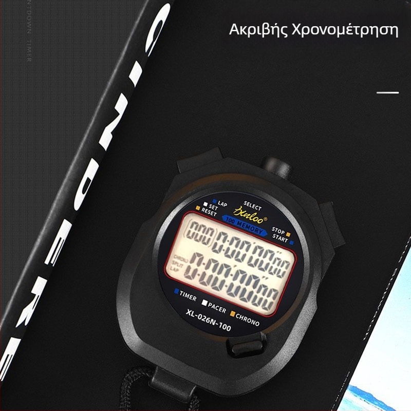 Πολυλειτουργικός ηλεκτρονικός χρονομετρητής για αθλητική προπόνηση, φορητός χρονομετρητής για αγώνες στίβου, χρονομέτρηση 100 αγώνων διαιτησίας