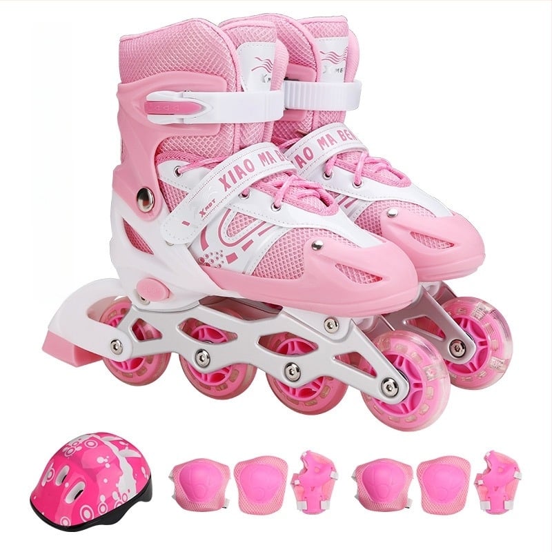 Σετ παιδικών ρόλερ σκέιτ με προστατευτικά - inline skates για αρχάριους