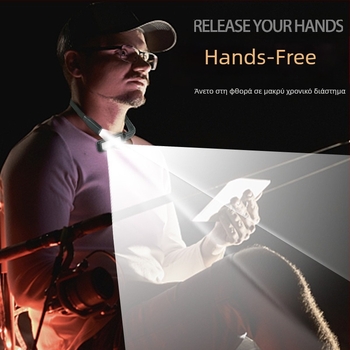 Φανάρι κεφαλής για ψάρεμα με LED, επαναφορτιζόμενη ενσωματωμένη μπαταρία 1800 mAh, ABS σώμα, εμβέλεια δέσμης έως 50 m