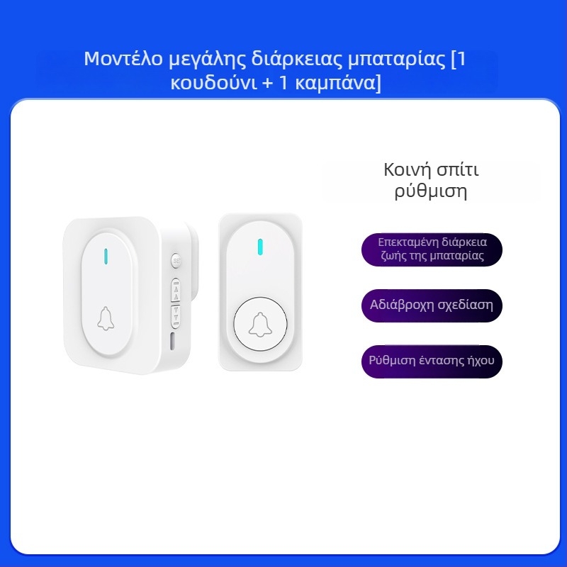 Ασύρματο κουδούνι πόρτας με διπλό δέκτη, μακρινή εμβέλεια, 36 ήχοι κλήσης, 110–220 V AC, τροφοδοσία με πρίζα ή μπαταρία