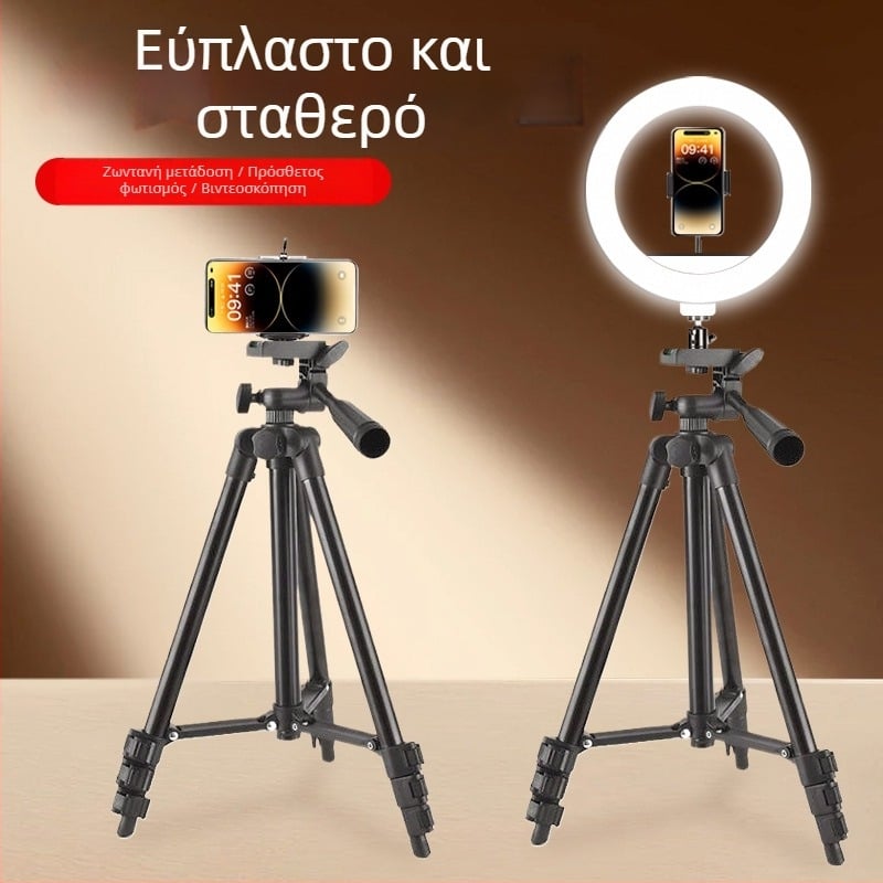 DOFEN τρίποδο για κινητό τηλέφωνο ζωντανής μετάδοσης — επιτραπέζιο, 3 τμημάτων, σωλήνας 15 mm, ύψος μέχρι 1.1 m, φόρτο 2 kg