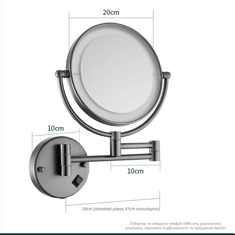 Anju Αναδιπλούμενος καθρέφτης μπάνιου, διπλής όψεως, επιτοίχιος, επεκτεινόμενος, μεταλλικό πλαίσιο