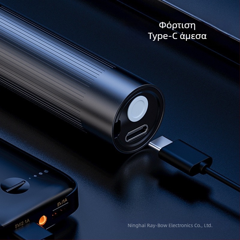 Wood's lamp UV φακός για ανίχνευση φθορισμού 365 nm — Αλουμινένιο σώμα; ενσωματωμένη μπαταρία 14500 Li-ion; LED 20W; μηχανική τροφοδοσία με στρόφαλο