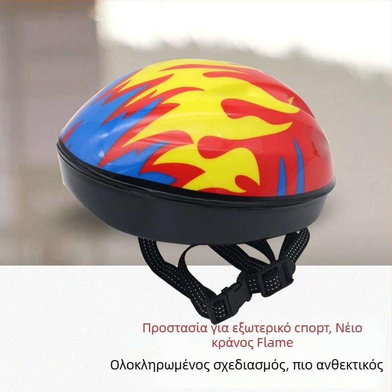 Κράνος ποδηλασίας για παιδιά με μοτίβο φλόγας, αφρός φυσαλίδων, unisex, κατάλληλο για παιδιά