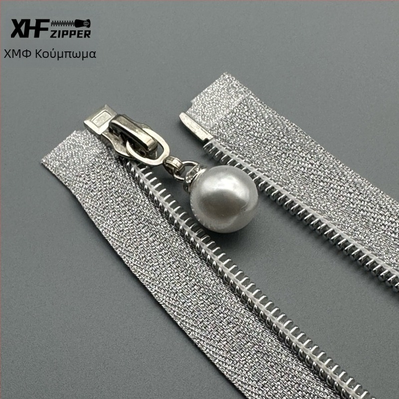 Νάιλον φερμουάρ με ηλεκτροπλατιωμένη επικάλυψη, κρεμαστό με σχέδιο μαργαριταριού, άνοιγμα-κλείσιμο; Μάρκα Baiheng Zipper Factory