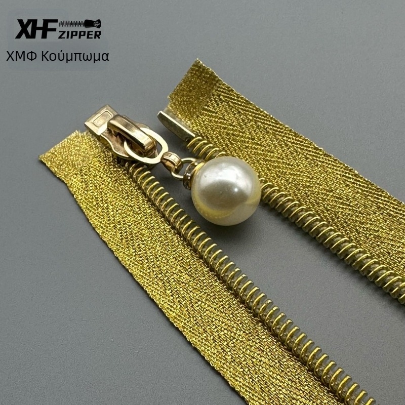 Νάιλον φερμουάρ με ηλεκτροπλατιωμένη επικάλυψη, κρεμαστό με σχέδιο μαργαριταριού, άνοιγμα-κλείσιμο; Μάρκα Baiheng Zipper Factory