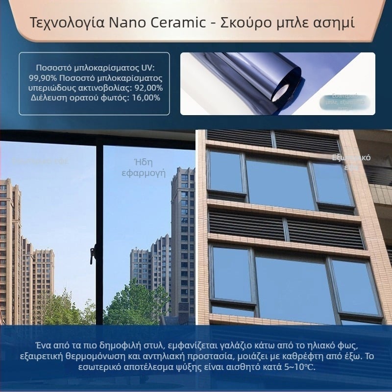 1 m ρολό φιλμ παραθύρου PET — μόνωση, προστασία UV, ιδιωτικότητα, αυτοκόλλητο φιλμ παραθύρου, μονόχρωμες αποχρώσεις