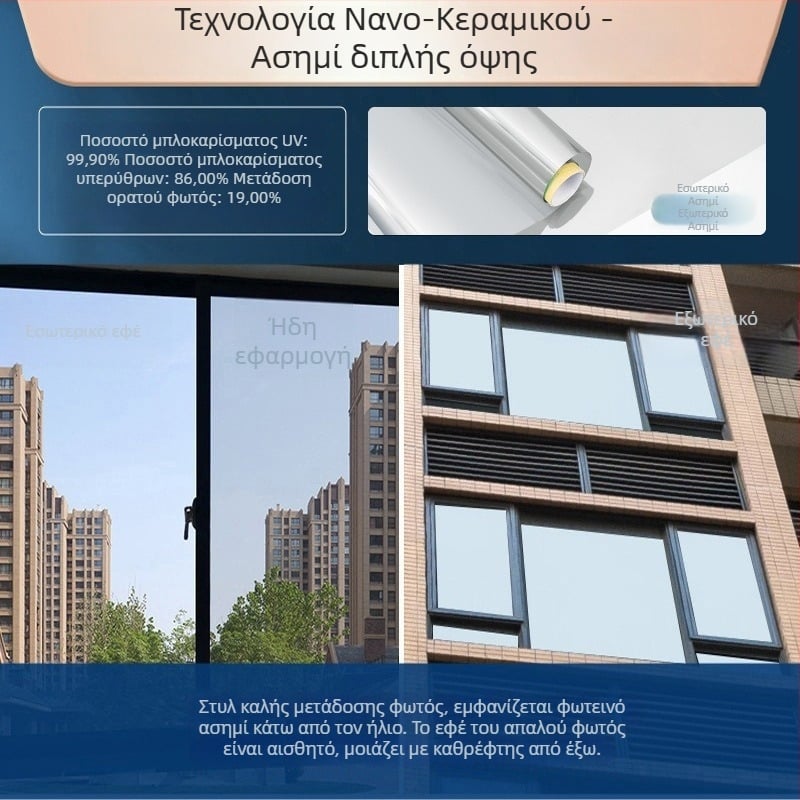 1 m ρολό φιλμ παραθύρου PET — μόνωση, προστασία UV, ιδιωτικότητα, αυτοκόλλητο φιλμ παραθύρου, μονόχρωμες αποχρώσεις