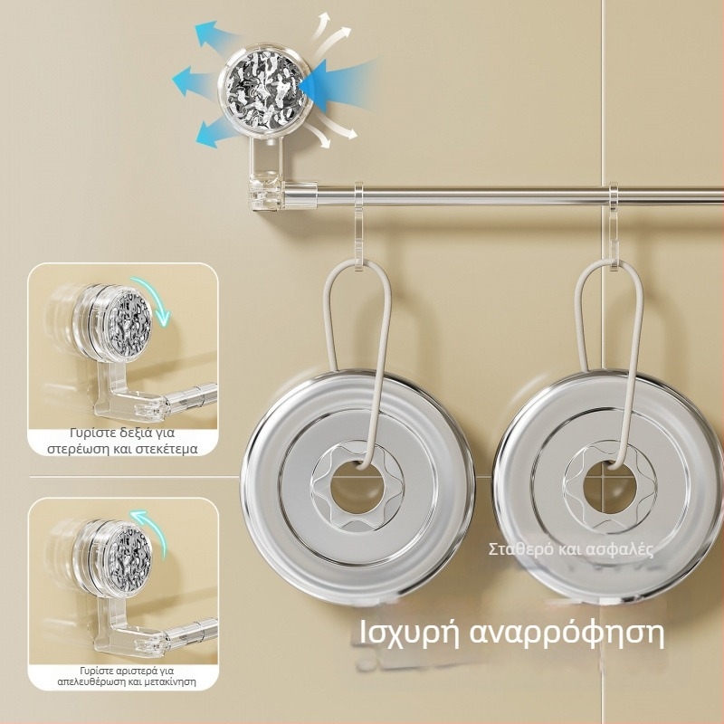 Επεκτεινόμενη βεντούζα κουζίνας για παράθυρο με γάντζους — εγκατάσταση χωρίς διάτρηση, αποθηκευτικό ράφι για εργαλεία και πετσέτες, 1 kg χωρητικότητα