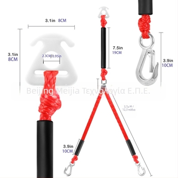 Σχοινί ρυμούλκησης με τροχαλία και διπλό γάντζο, πολυαιθυλένιο + αφρός, κλιπ ανοξείδωτης 316 – ρυμούλκηση γιοτ/μηχανοκίνητου σκάφους