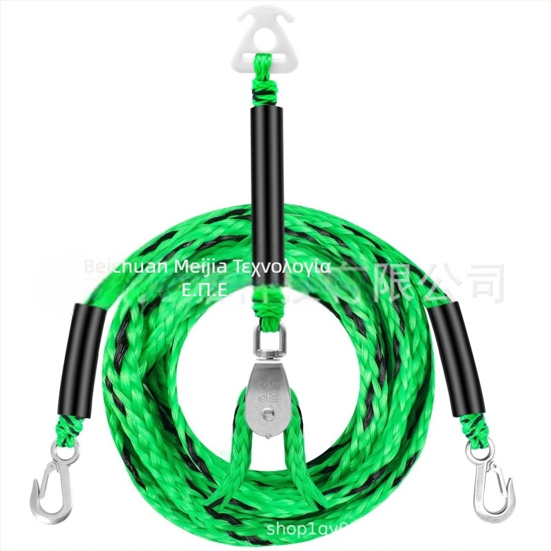 Σχοινί ρυμούλκησης με τροχαλία και διπλό γάντζο, πολυαιθυλένιο + αφρός, κλιπ ανοξείδωτης 316 – ρυμούλκηση γιοτ/μηχανοκίνητου σκάφους