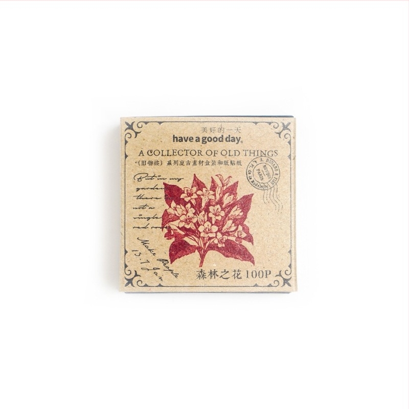 Σετ αυτοκόλλητων σε κουτί — ρετρό στιλ, με κόλλα, 100 τεμάχια, βάρος 19 g (Μάρκα: DREHOP)