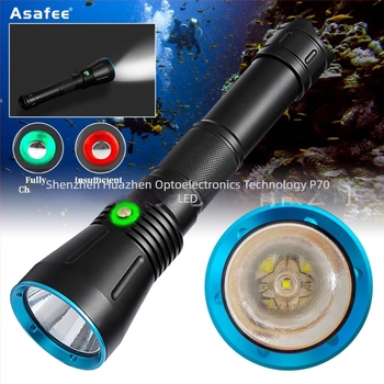 Φακός κατάδυσης SST70/XHP70 LED, διπλής χρήσης για νερό και ξηρά, ένδειξη ισχύος, σώμα από αλουμίνιο