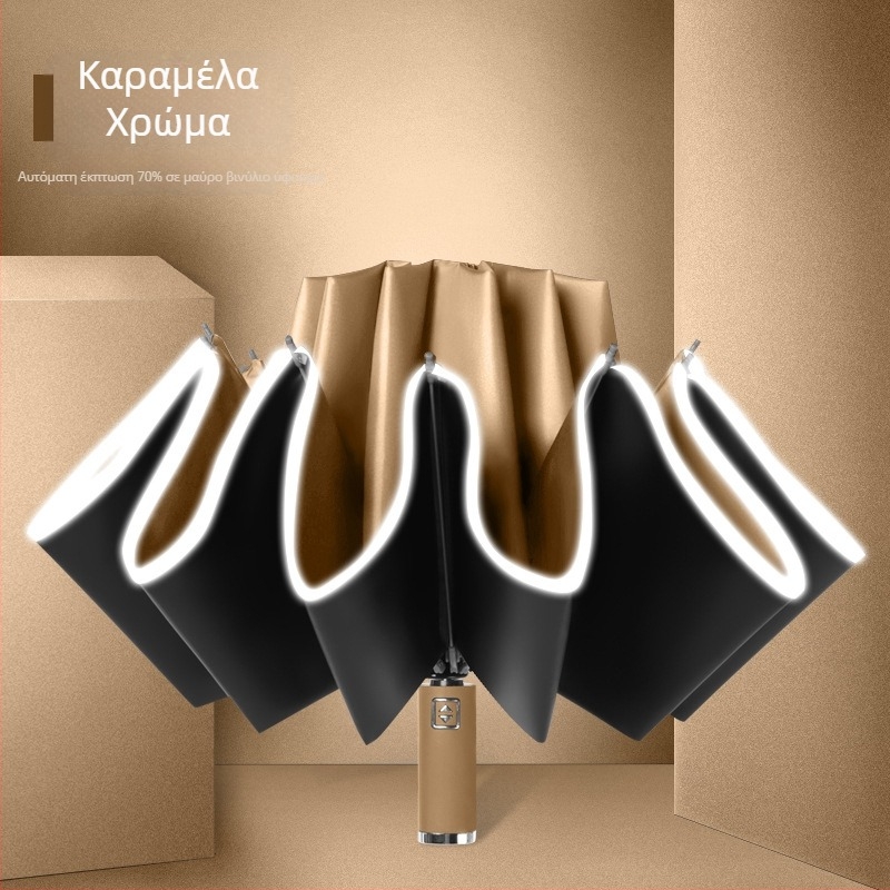 Jiuyu ομπρέλα ανάστροφη από αλουμινένιο κράμα, με 10 ράβδες, αυτόματη λειτουργία ανοίγματος/κλεισίματος, ανθεκτική στον άνεμο, UPF > 40, για αυτοκίνητο