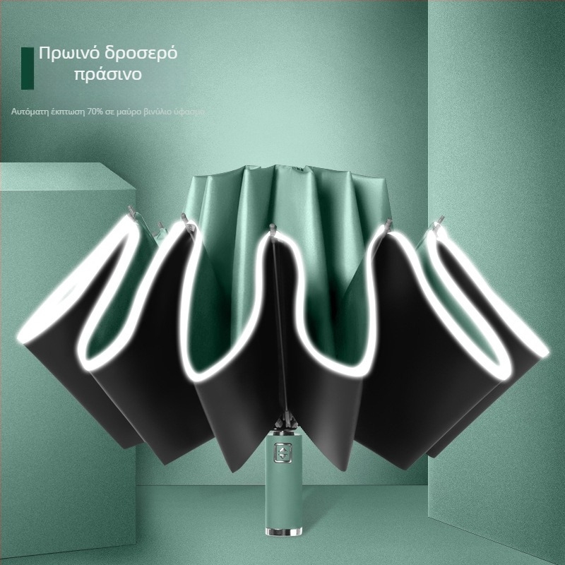 Jiuyu ομπρέλα ανάστροφη από αλουμινένιο κράμα, με 10 ράβδες, αυτόματη λειτουργία ανοίγματος/κλεισίματος, ανθεκτική στον άνεμο, UPF > 40, για αυτοκίνητο