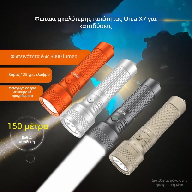 Orcatorch Orca X7 Κράνος Φωτιστικό Κατάδυσης – Υποβρύχιος Φωτισμός, Αλουμινένιο Κράμα