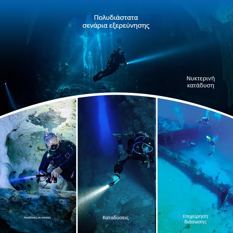 Orcatorch Orca X7 Κράνος Φωτιστικό Κατάδυσης – Υποβρύχιος Φωτισμός, Αλουμινένιο Κράμα