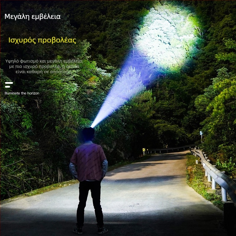 LED φακός κεφαλής, επαναφορτιζόμενος, αδιάβροχος, 2000mAh, εμβέλεια 200–500 m