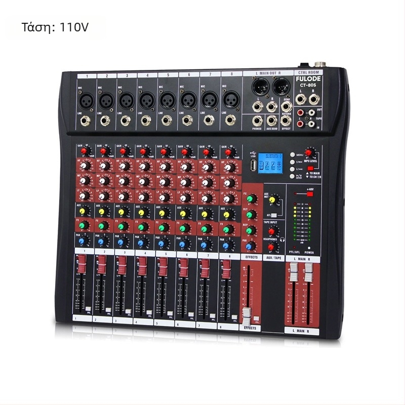 Μίκτης DJ με 8 κανάλια, 6 κανάλια με ρεβέρμπ, USB και Bluetooth