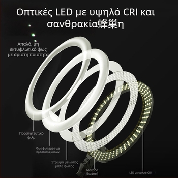 Φωτιστικό δαχτυλιδιού δαπέδου για ζωντανή μετάδοση με βάση για smartphone, LED 55–65W, 220V, με ρυθμιζόμενη φωτεινότητα