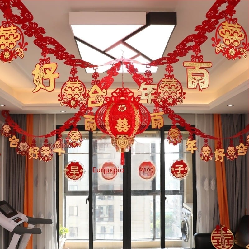 Σετ διακόσμήσης δωματίου γάμου, μη υφαντό ύφασμα, κορδέλα, διακοσμητικά τοποθέτησης χώρου, κατάλληλο ως δώρο γάμου