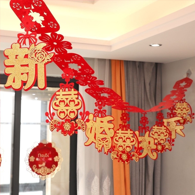 Σετ διακόσμήσης δωματίου γάμου, μη υφαντό ύφασμα, κορδέλα, διακοσμητικά τοποθέτησης χώρου, κατάλληλο ως δώρο γάμου