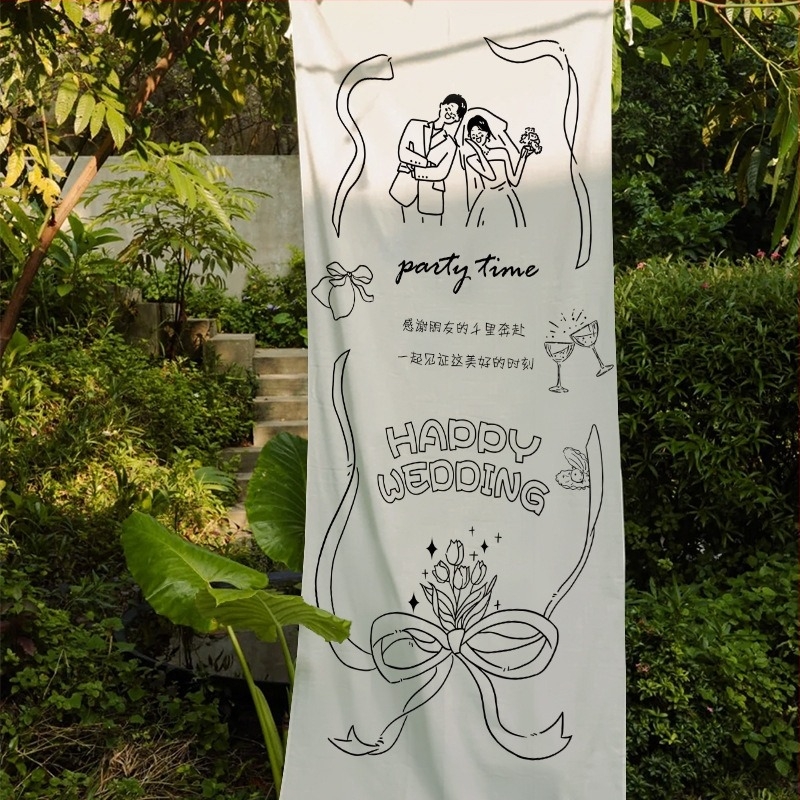 Γαμήλιο πανό φόντου – εξοπλισμός διακόσμησης χώρου, υλικό: κορδέλα, μη εισαγόμενο